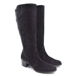 Paul Green 5050 Black Suede Elastic Heeled Boots 9.5 M